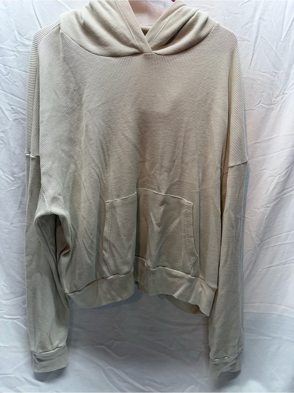 NWT Sundry Waffle Thermal Oversized Hoodie Cream Size 4 XL Made USA